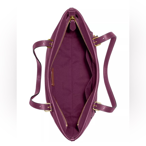Deep Berry Coach Polished Pebble Leather Taylor Tote with C Dangle Charm - Picture 4 of 4